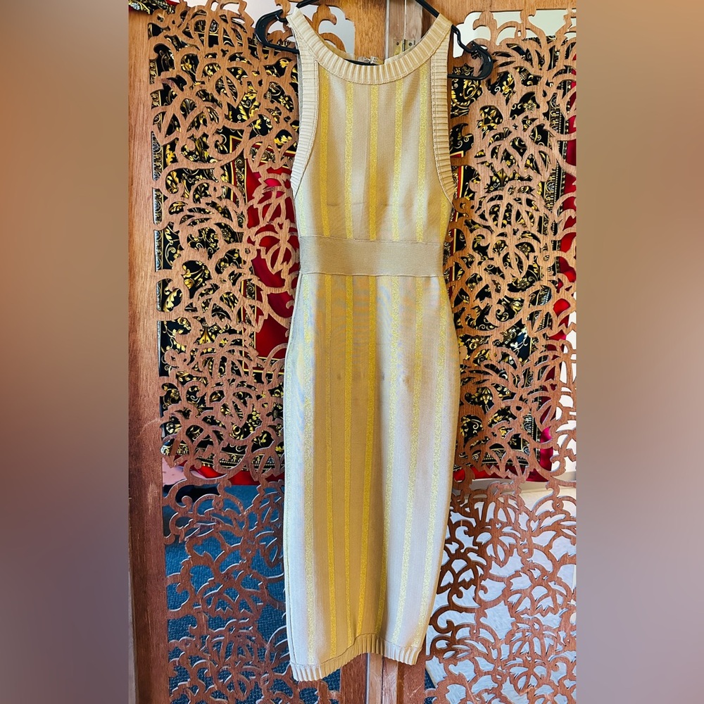 House of CB Gold and Tan Dress - XS
